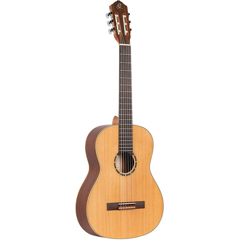 Ortega Guitars 6 String Family Series Full Size Nylon Classical Guitar with Bag, Right, Cedar Top-Natural-Satin, (R122)