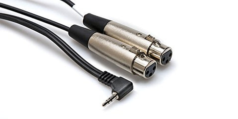 HOSA RT. ANGLE 3.5 mm (M) - 2 XLR(F), 1 ft.