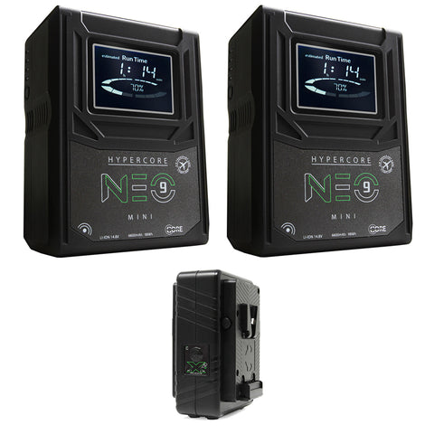 Core SWX Hypercore NEO 9 Mini 98Wh Lithium-Ion Battery, V-Mount (2-Pack) Bundle with Core SWX GPM-X2S Travel Battery Charger (V-Mount)