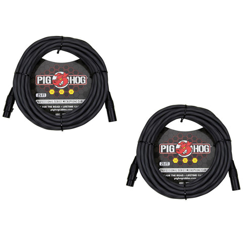 Pig Hog PHMH25GR Hex Series Microphone Cable (XLR), 20-Feet, Grey - (Pair)