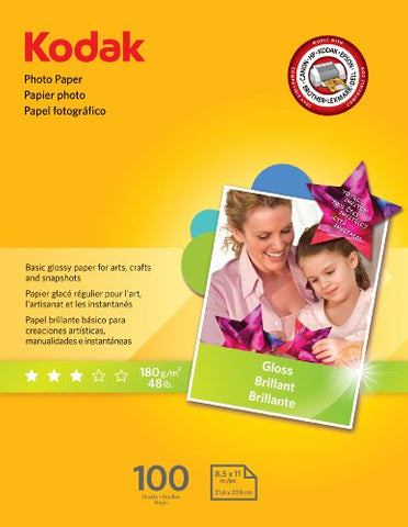 Kodak Glossy Photo Paper, 8.5 x 11 Inches, 100 Sheets per Pack (8209017)