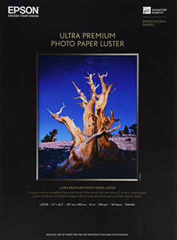 Epson Ultra Premium Photo Paper LUSTER (11.7x16.5 Inches, 50 Sheets) (S041406)