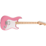 Squire Sonic Stratocaster HT H Electric Guitar, Flash Pink Bundle with Fender FE620 Electric Guitar Gig Bag, Professional Instrument Cable 10' and Fender Classic Celluloid Guitar Picks 351 Shape