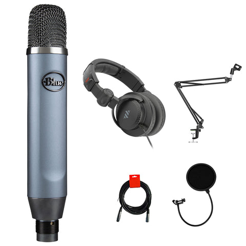 Blue Microphones Ember Condenser Mic Bundle with Studio Headphone, Stand, Pop Filter & XLR Cable