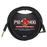 Pig Hog PC-H10BKR 1/4" Right-Angle to 1/4" Black Woven Guitar Instrument Cable, 10 Feet (2-Pack)