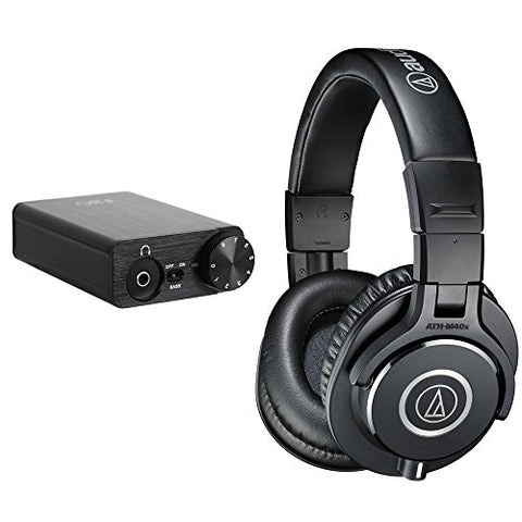 Audio-Technica ATH-M40x Monitor Headphones (Black) with FiiO E10K USB DAC Headphone Amplifier (Black)