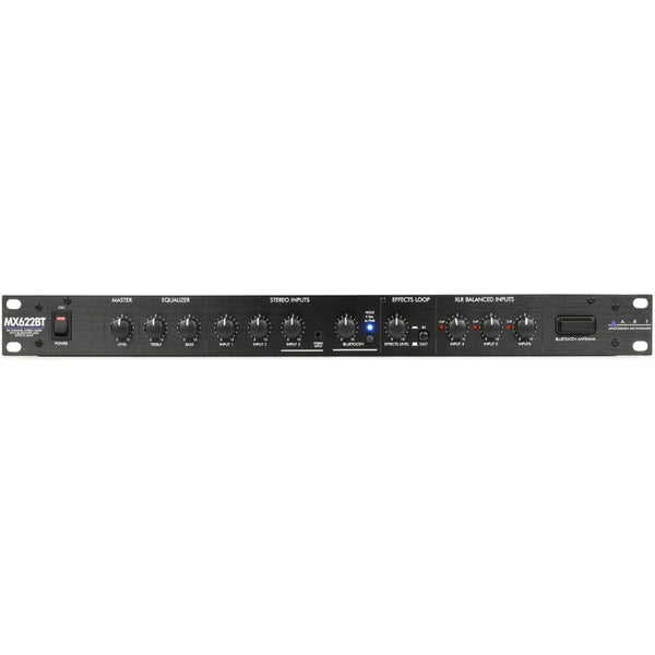 ART MX622BT Rackmount 6-Channel Stereo Mixer with Bluetooth, EQ, and Effects Loop