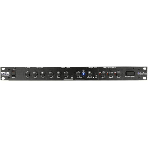 ART MX622BT Rackmount 6-Channel Stereo Mixer with Bluetooth, EQ, and Effects Loop