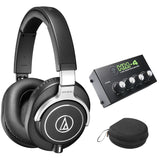 Audio-Technica ATH-M70x Closed-Back Monitor Headphones Bundle with Mackie HM-4 4-Way Headphones Amplifier and Headphone Case