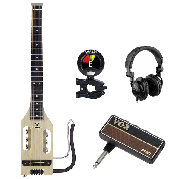 Traveler Guitar ULA MPS 6-String Acoustic-Electric Guitar (Maple) with VOX amPlug G2 Guitar Amp, HPC-A30 headphones & Clip-on Tuner Bundle