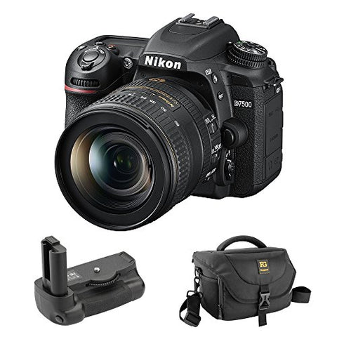 Nikon D7500 DSLR Camera with 16-80mm Lens, Journey 34 DSLR Shoulder Bag & BG-N18 Battery Grip Kit