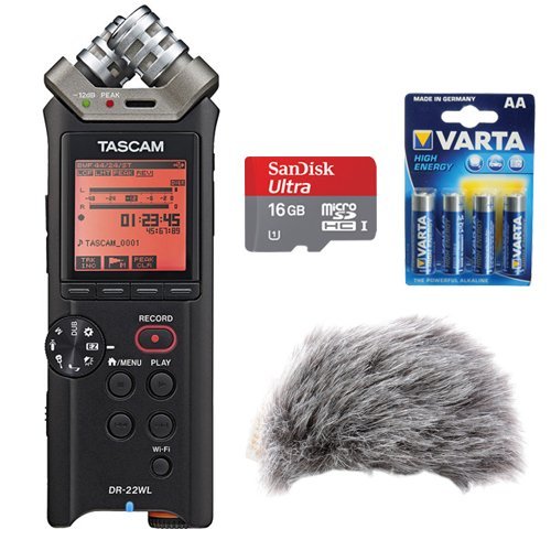 Tascam DR-22WL Portable Handheld Recorder w/  Wi-Fi Bundled with Windbuster Kit