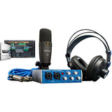 PreSonus AudioBox 96 Studio Complete Hardware/Software Recording Kit with COHH-2 Clamp On Headphone Holder, Tripod Microphone Stand and Pop Filter