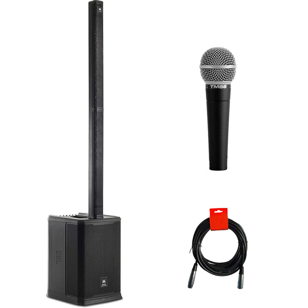 JBL PRX ONE All-in-One Powered Column Array PA System with Mixer and DSP Bundle with Superlux TM58 Dynamic Vocal Mic and 20" XLR-XLR Cable