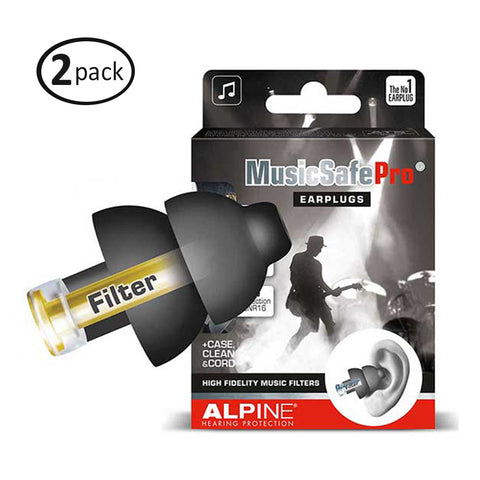 Alpine MusicSafe Pro Hearing Protection for Musician, Black (2-Pack)