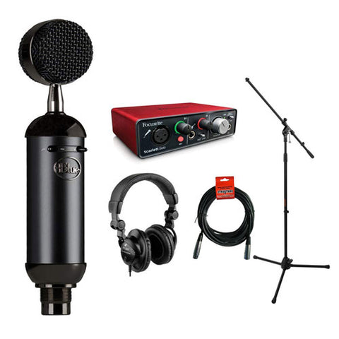 Blue Blackout Spark SL XLR Condenser Microphone with Focusrite Scarlett Solo Audio Interface, HPC-A30 Monitor Headphone, Mic Stand, XLR-XLR Cable Bundle