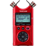 Tascam DR-40X Four-Track Digital Audio Recorder (Red) Bundle with Tascam TH-02 Headphones, 32GB Memory Card, Charger & Tripod