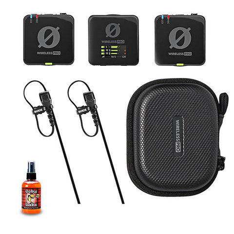 RODE Wireless PRO 2-Person Clip-On Wireless Microphone System/Recorder with Lavaliers (2.4 GHz) Bundle with Goby Labs GLS-104 Microphone Sanitizer