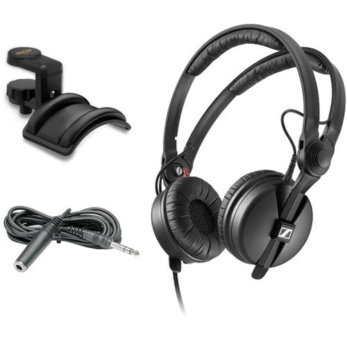 Sennheiser HD 25 PLUS Monitor Headphones with Auray Headphone Holder & 10' Extension Cable
