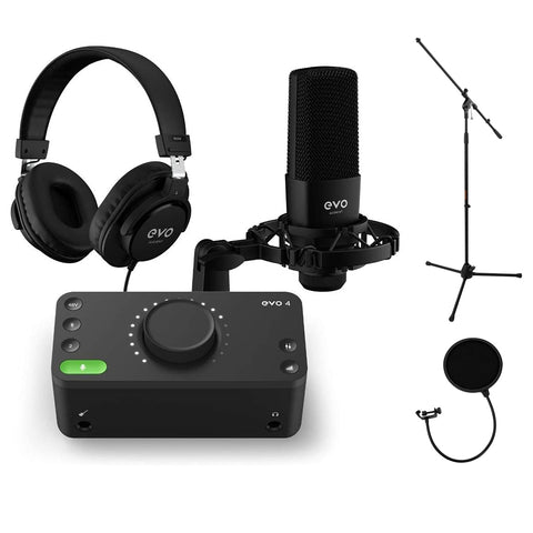 Audient EVO SRB Start Recording Bundle with Tripod Mic Stand & Pop Filter