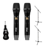 Gemini GMU-M200 Dual Handheld UHF Wireless Microphone System with Plug-In Receiver (512 to 541.7 MHz) Bundle with Auray MS-5230F Tripod Microphone Stand with Fixed Boom