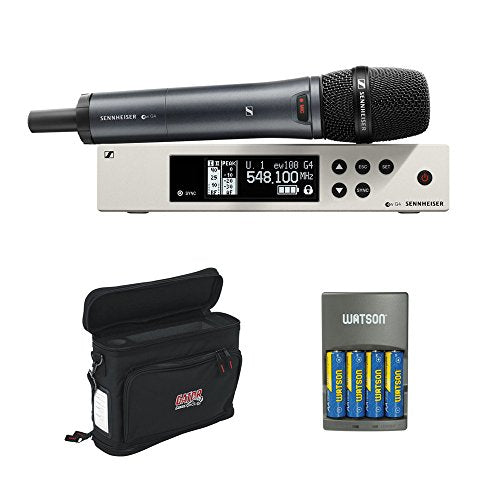 Sennheiser ew 100-845 G4-S Wireless Handheld Microphone System G: (566 to 608 MHz) with GM-1W Wireless Mobile Pack & 4-Hour Rapid Charger (4 Rechargeable Batteries)