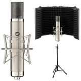 Warm Audio WA-CX12 Large-Diaphragm 9-Pattern Tube Condenser Microphone Bundle with Auray RF-5P-B Reflection Filter and Reflection Filter Tripod Mic Stand