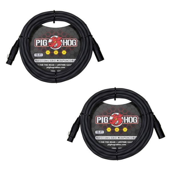 Pig HOG PHMH15GR Hex Series 15-Feet Microphone Cables XLR Connector - Grey (Pair)