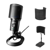 Audio-Technica AT2020USB-XP Cardioid Condenser USB Microphone Bundle with Desktop Reflection Filter w/ Mic Stand & Mic Pop Screen