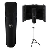 Warm Audio WA-87 R2 Large Diaphragm Condenser Microphone (Black) Bundle with Reflection Filter & Mic Stand