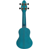 Ortega Guitars, 4-String Keiki Series Sopranino Ukulele with Turtle Etching, Right, Transparent ocean blue, (K1-BL)