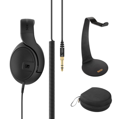 Sennheiser HD 400 Pro Studio Reference Open Back Dynamic Headphones Bundle with Desktop Headphone Stand and Headphones Case