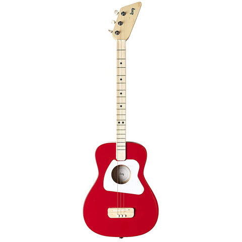 Loog 3 String Pro Acoustic Guitar and Accompanying App for Children, Teens and Beginners – Red