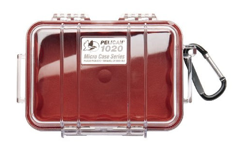 Pelican 1020 Red Micro Case with Clear Lid and Carabiner