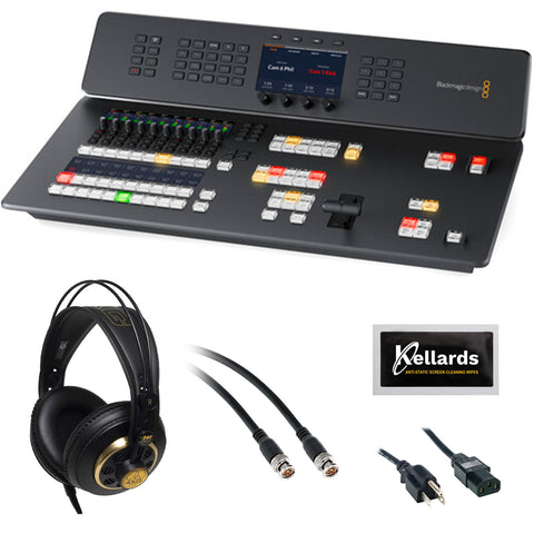 Blackmagic Design ATEM Television Studio HD8 ISO Bundle with K240 Pro Studio Stereo Headphones, 10' BNC to BNC,  6' PC Power Cord, and Kellards Cleaning Wipes