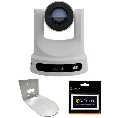 PTZOptics Move SE SDI/HDMI/USB/IP PTZ Camera with 20x Optical Zoom (White) Bundle with HuddleCamHD (White)HCM-1 Small Universal Wall Mount Bracket and Anti-Static Screen Cleaning Wipes