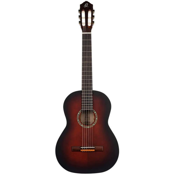 Ortega Guitars 6 String Student Series Pro Solid Top Nylon Classical Guitar, Right, Bourban Fade, 4/4 (R55BFT)