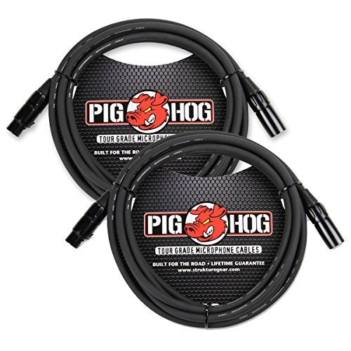 Pig Hog PHM10 8mm Tour Grade Mic Cable, XLR 10ft - 2-pack