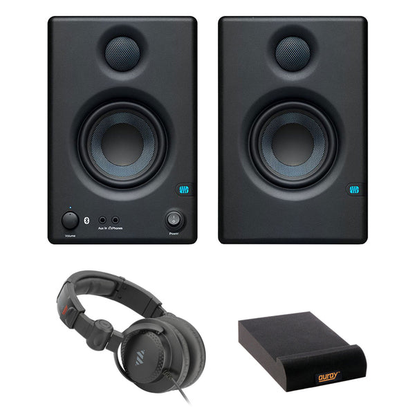 PreSonus ERIS BT 3.5 Active Bluetooth Media Reference Monitors (Pair) Bundle with Studio Monitor Headphones & Small Isolation Pad