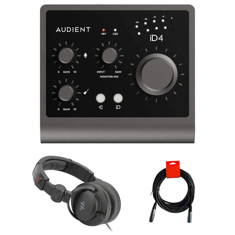 Audient iD4 MKII USB-C Audio Interface Bundle with Polsen Studio Monitor Headphones & XLR Cable