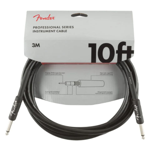 Fender Professional Series Instrument Cable, Straight/Straight, Black, 10ft