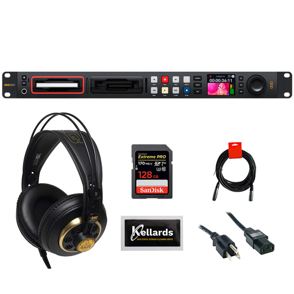 Blackmagic Design HyperDeck Studio 4K Pro Bundle with 128GB Extreme PRO Memory Card, AKG K240 Pro Headphones, Power Cord, XLR Cable, and Screen Wipes