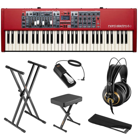 Nord Electro 6D 61-Note Stage Piano Semi-Weighted Waterfall Keyboard with AKG K 240 Pro Headphones, Sustain Pedal & Dust Cover Bundle