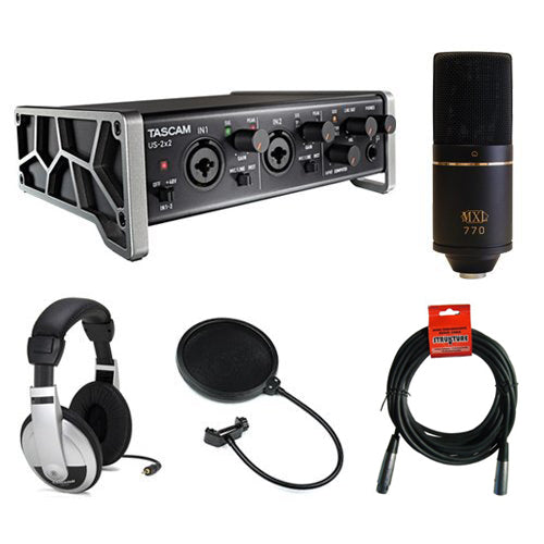 Tascam US-2x2 2-Channel USB Audio Interface Kit w/ Cardioid Condenser Microphone