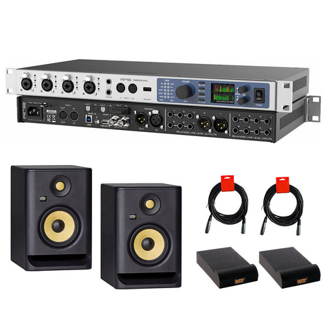 RME Fireface UFX+ Audio Interface with KRK ROKIT 5 G4 5" Active Studio Monitor (Pair), 2x Isolation Pads & 2x XLR Cable Bundle