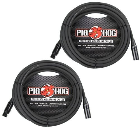 Pig Hog XLR Tour Grade Microphone Cable, 15 Foot (2-Pack)