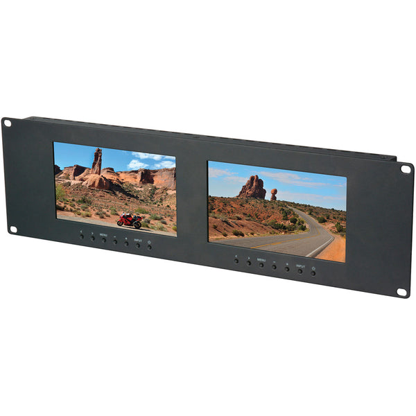 Delvcam Dual 7" 3 RU VGA, DVI, & Composite LCD Video Monitor