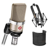 Neumann TLM-102 Large Diaphragm Studio Condenser Microphone (Nickel) with Suspension Shockmount & Pop Filter