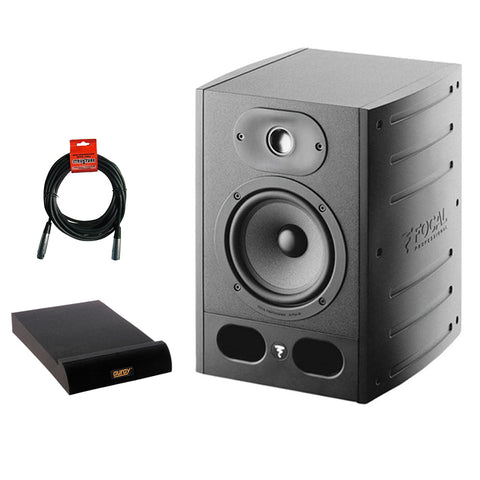 Focal Alpha 50 Active 2-Way 5" Pro Monitoring Speaker (Single) with Medium Isolation Pad & XLR-XLR Cable Bundle