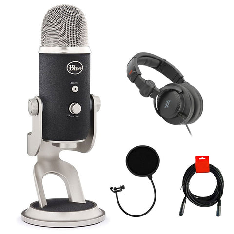 Blue Yeti Pro USB & XLR Microphone Plus Pack Bundle with Presonus StudioOne 5 artist DAW, iZotope RX elements Plug-in and Groover 3 Tutorials 3-Month Subscription, Headphone, XLR Cable & Pop Filter